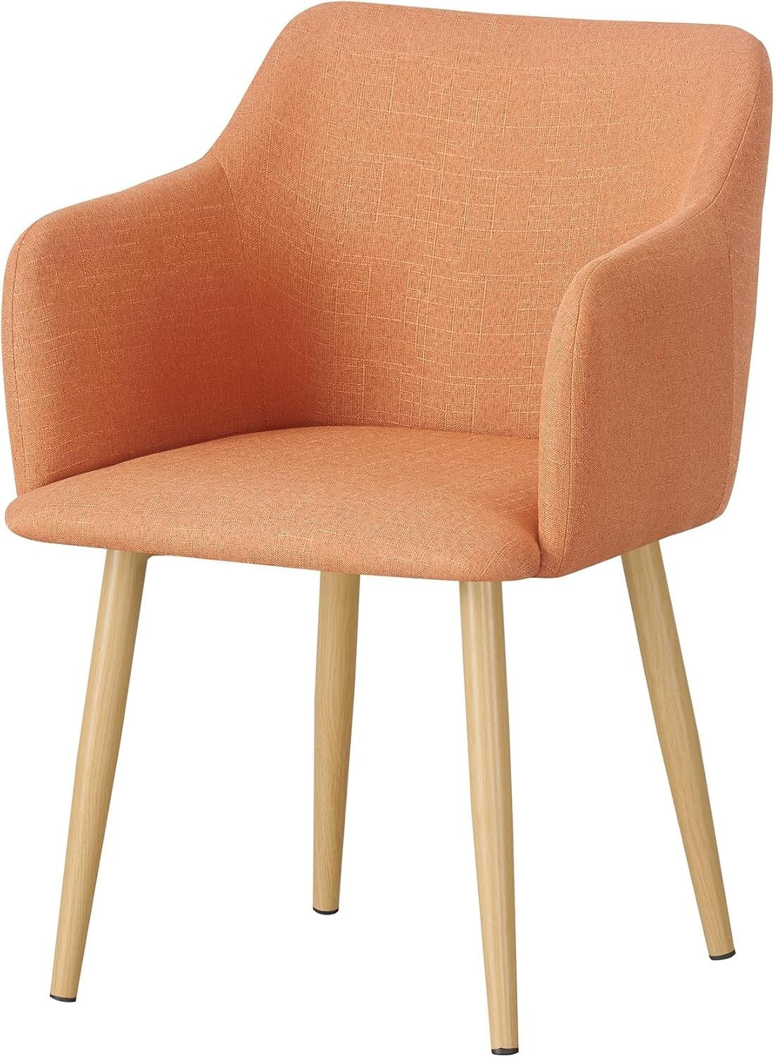 Orange Fabric Tub Chair Wing Back Armchair, Compact Bedroom Vanity Seat