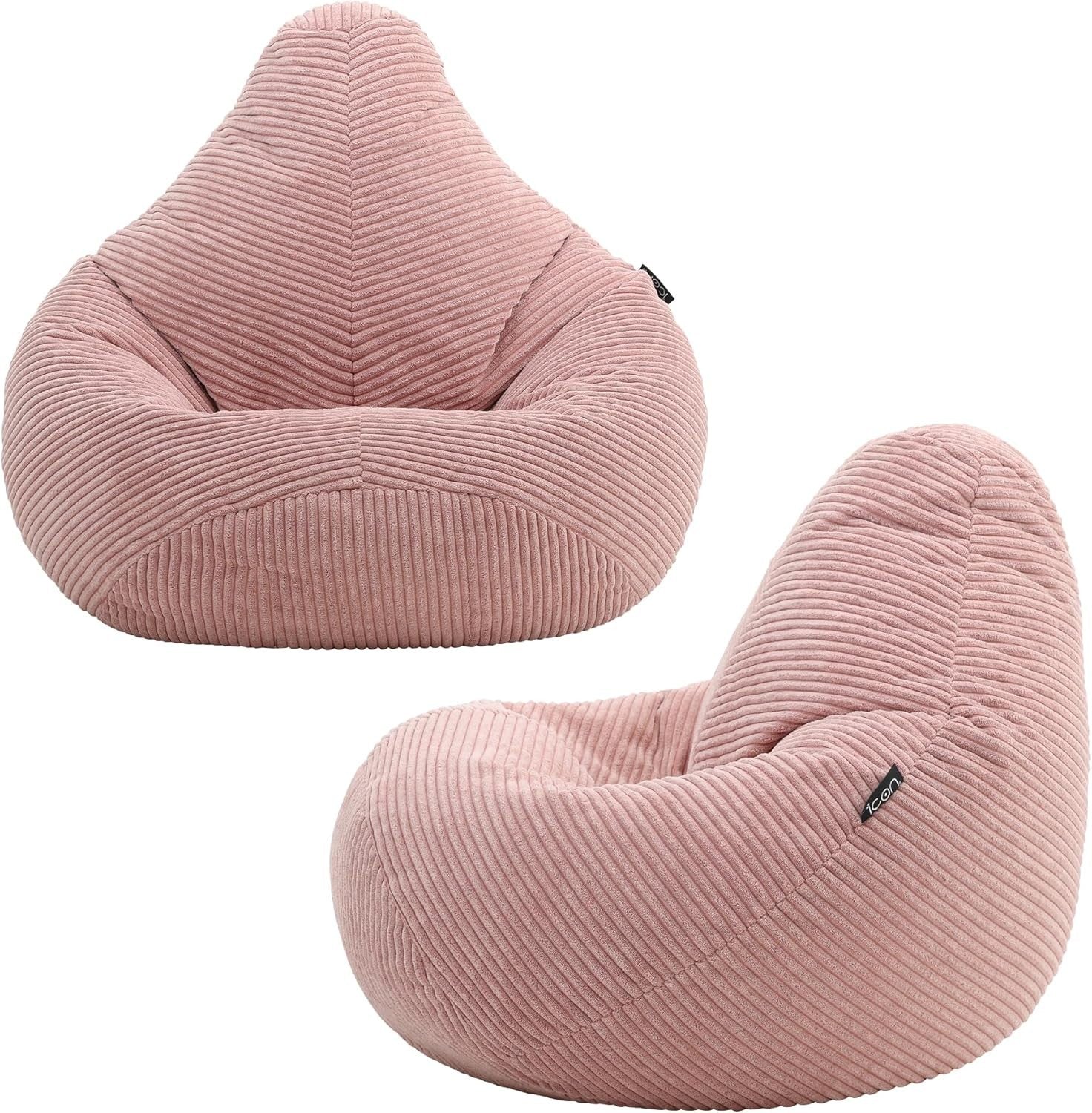 Pink Kids Bean Bag Chairs 2 Pack Soft Corduroy Lounge Chairs for Reading Gaming