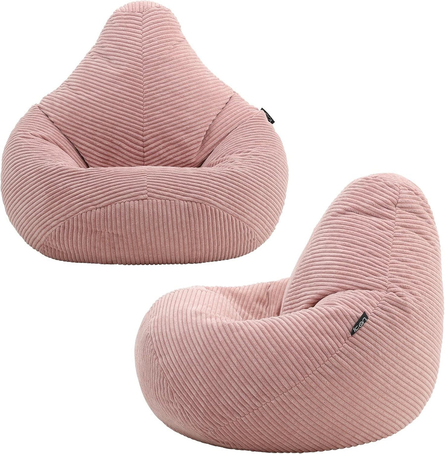 Pink Kids Bean Bag Chairs 2 Pack Soft Corduroy Lounge Chairs for Reading Gaming