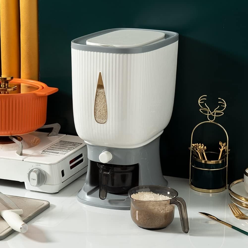 Automatic 10KG Rice Dispenser Airtight Grain Storage Container with Cup