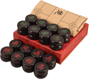 Ebony Xiangqi Chinese Chess Set Leather Travel Board 2 Player