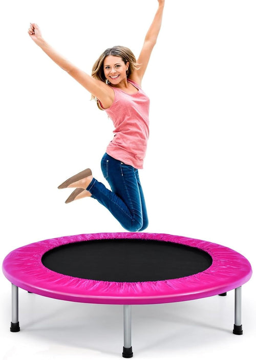 38'' Mini Trampoline Foldable Fitness Rebounder Indoor Outdoor Pink