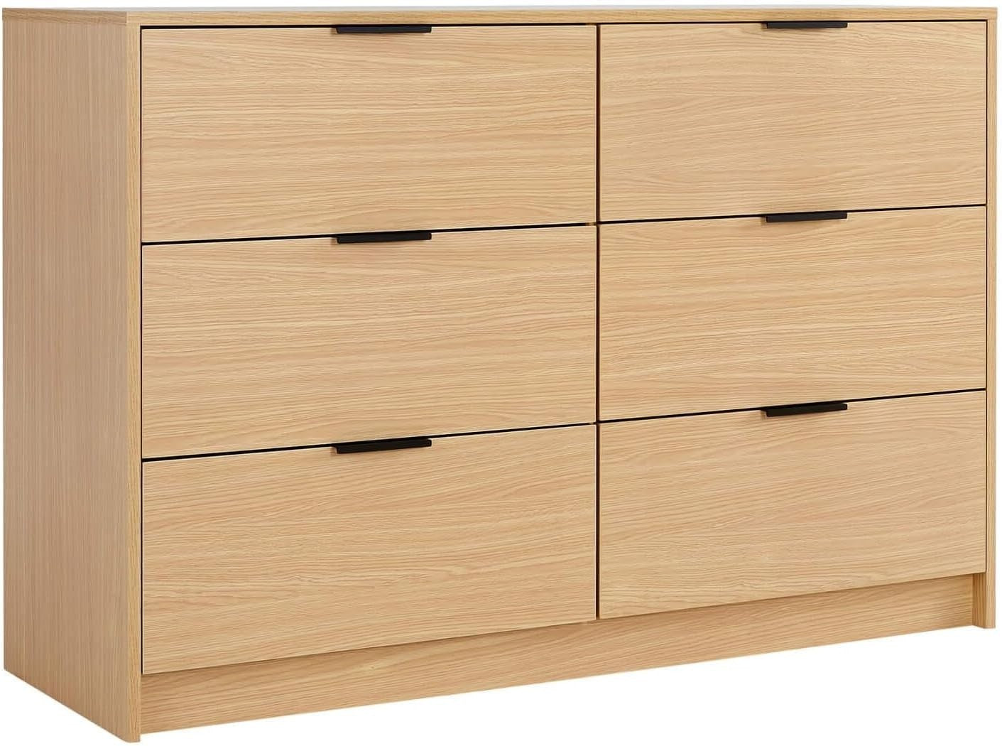 Oak 6 Drawer Chest of Drawers Storage Cabinet Wide Modern Bedroom Unit