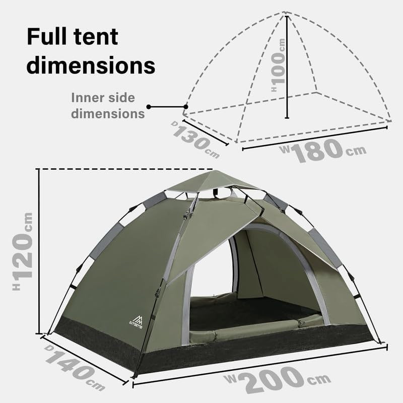 Instant Pop Up Camping Tent 4 Season Waterproof Dome