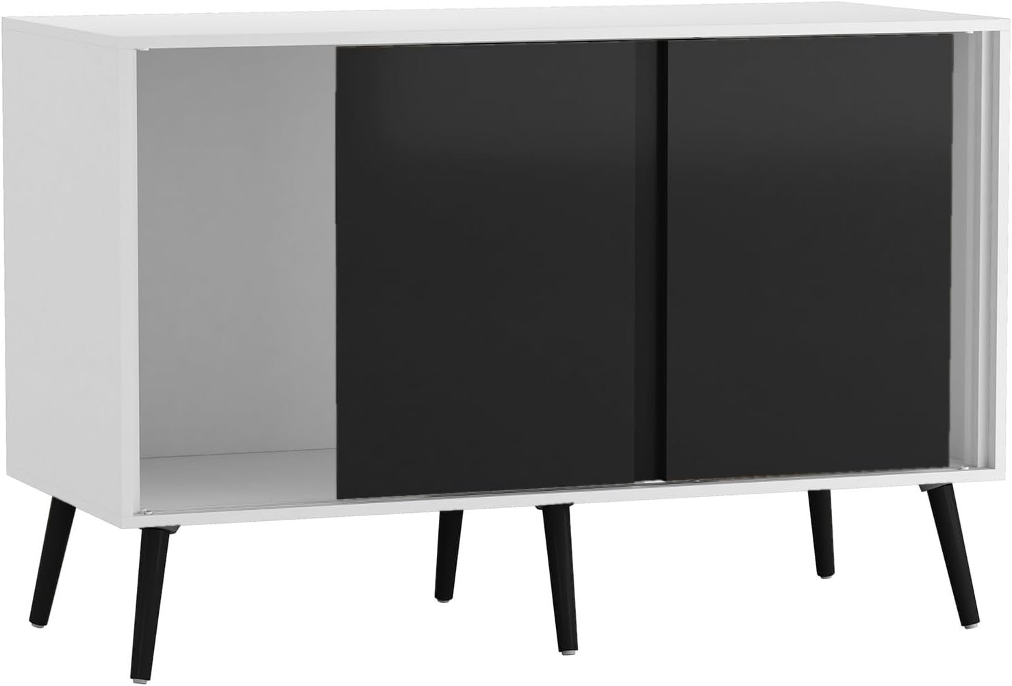 Modern 3-Door Sideboard Cabinet with Sliding Doors & Black Legs