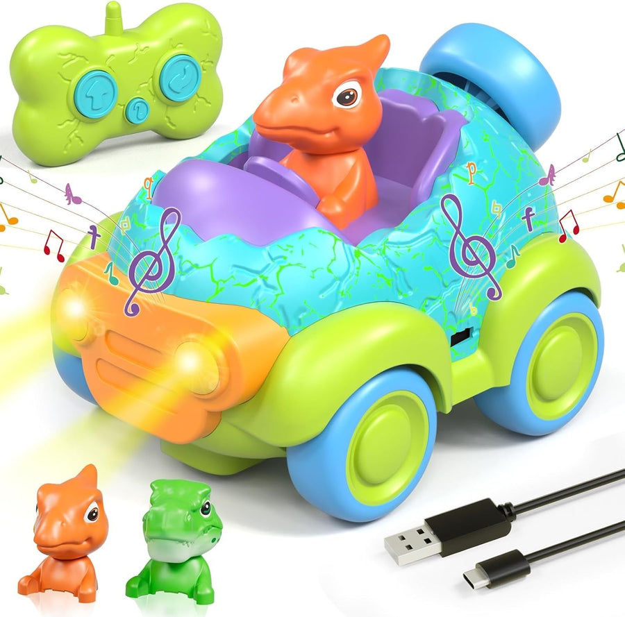 Dinosaur RC Car Toy for Toddlers 1–3 Remote Control Lights Music Gift Boys Girls