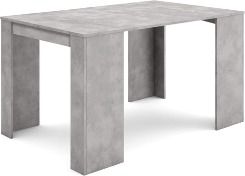 Extendable Folding Dining Table Console for 6 in Modern Concrete Grey