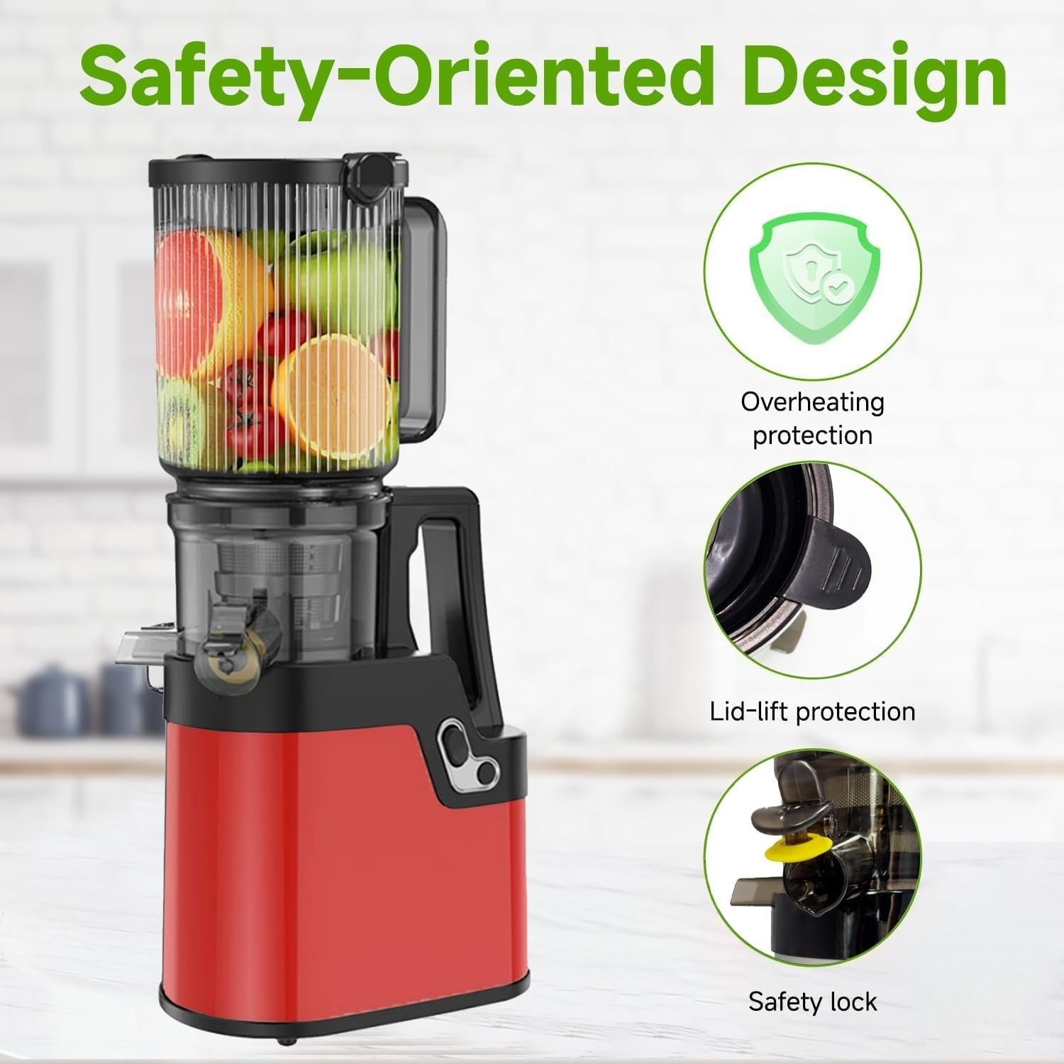 Slow Cold Press Juicer 250W Wide 4.2in Chute Whole Fruit Quiet