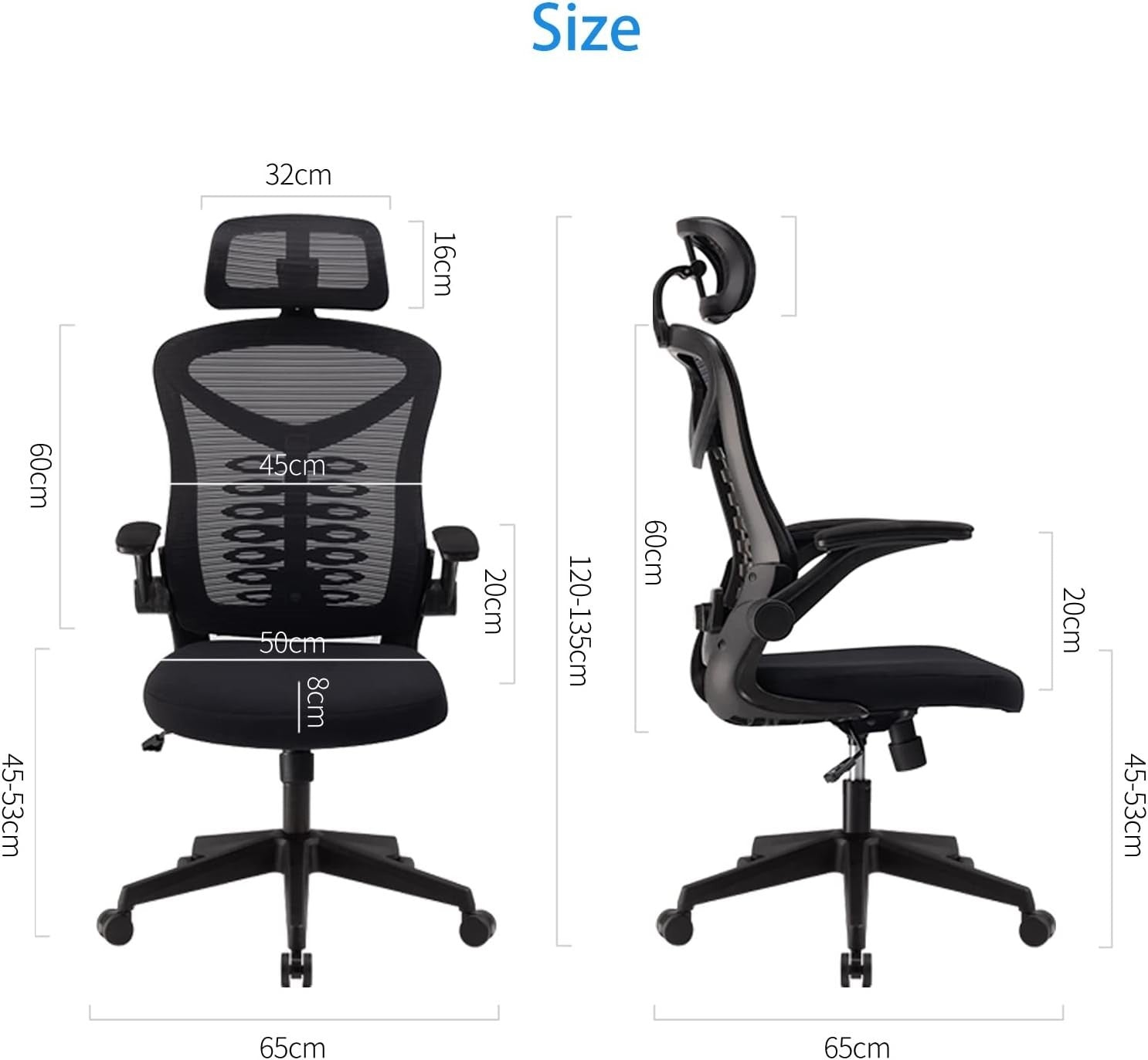 Ergonomic Mesh Office Chair Desk Seat Adjustable Lumbar Headrest Recline Black