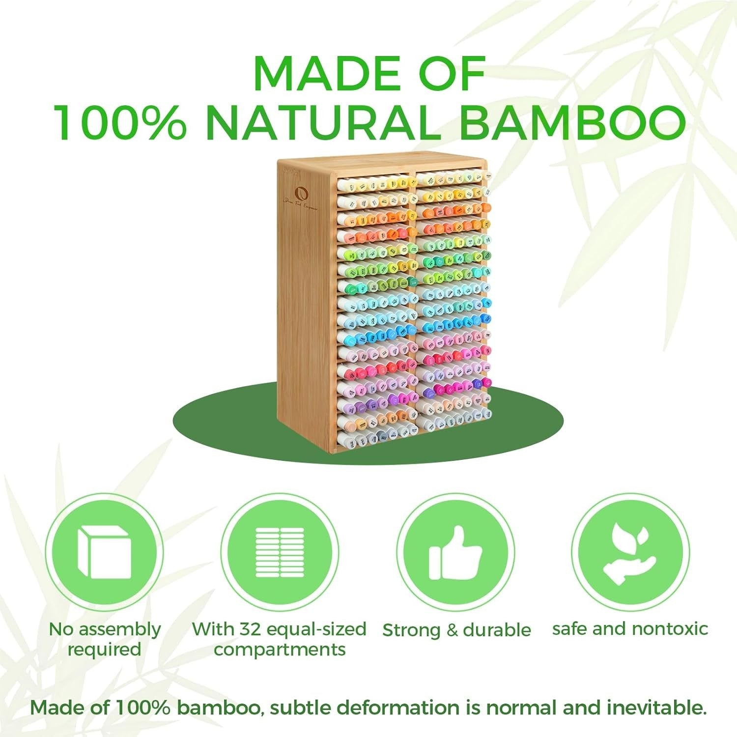 Bamboo Marker Organizer Desk Holder 18 Compartments Art Pens Storage