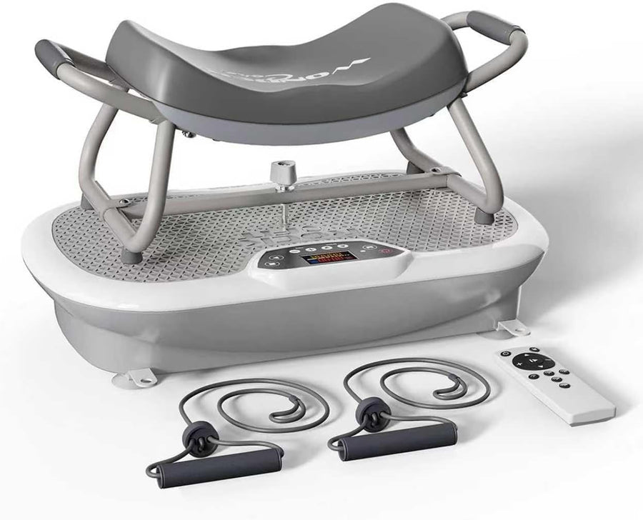 Grey 3D Vibration Plate Fitness Chair 150 Speeds Folding Home Workout