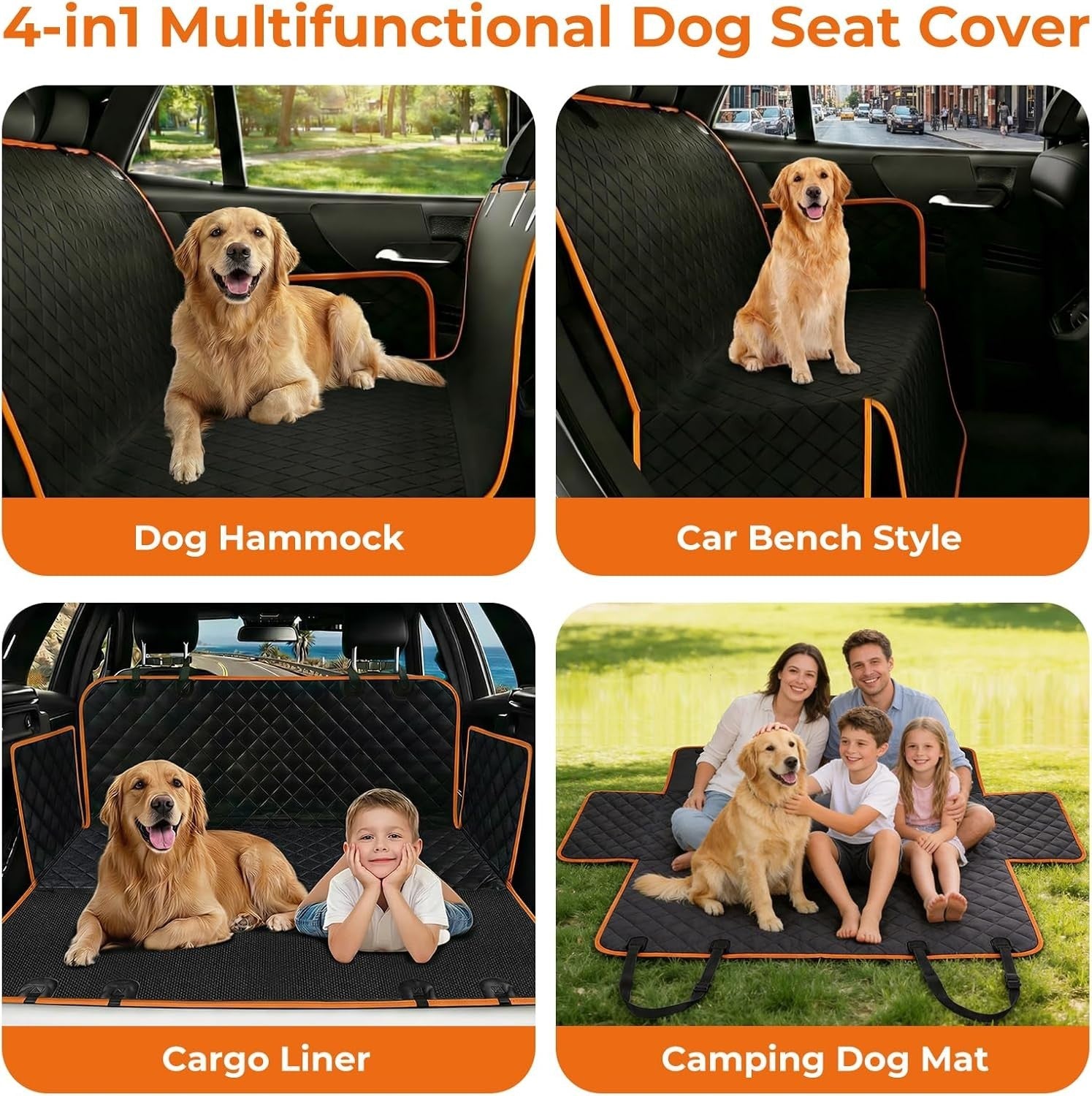 Waterproof Dog Car Seat Cover Hammock Back Seat Protector SUV Truck
