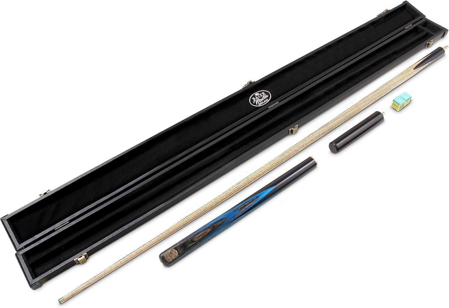 57in English 8 Ball Pool Cue Set 3/4 Joint 8.5mm Tip Case Extenders