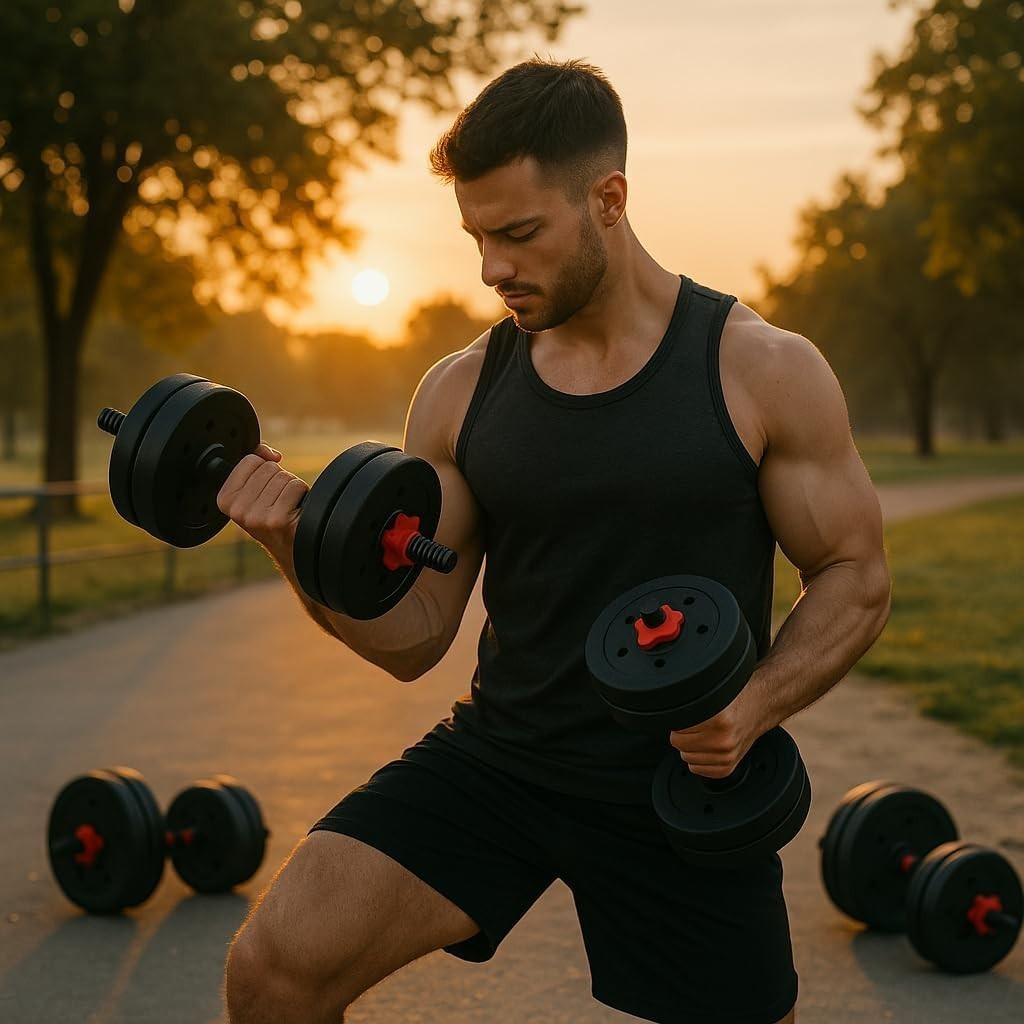 6-in-1 Adjustable Dumbbell Barbell Kettlebell Set 20kg Home Gym Weights