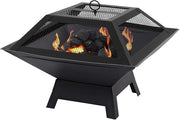Outdoor Fire Pit BBQ Grill Heater Portable Steel Brazier Patio Stove Camping
