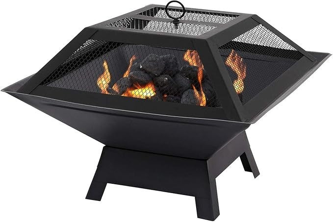 Outdoor Fire Pit BBQ Grill Heater Portable Steel Brazier Patio Stove Camping
