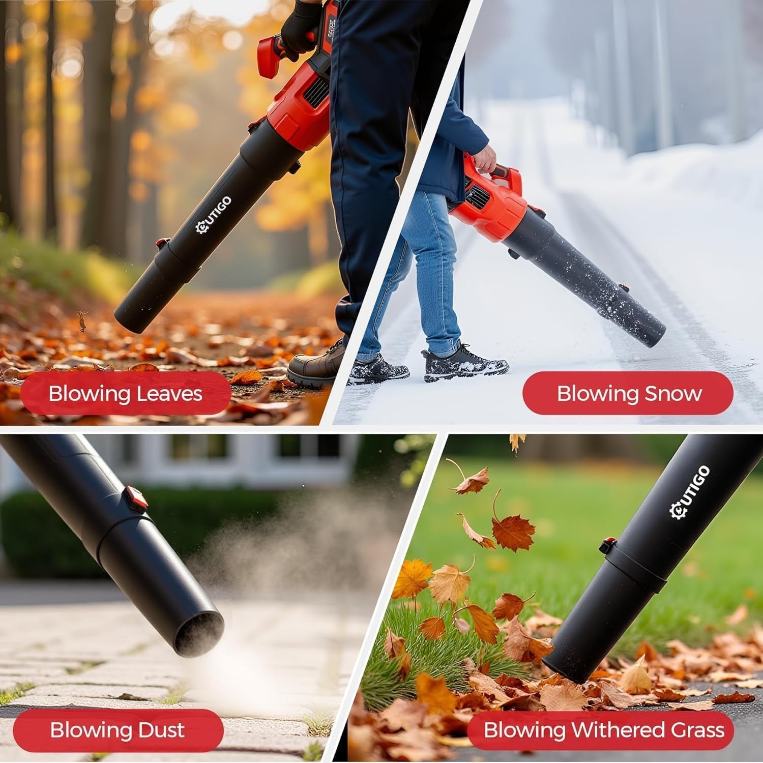 Cordless Leaf Blower 21V Dual Battery 4.5Ah Lightweight Handheld Garden Cleaner