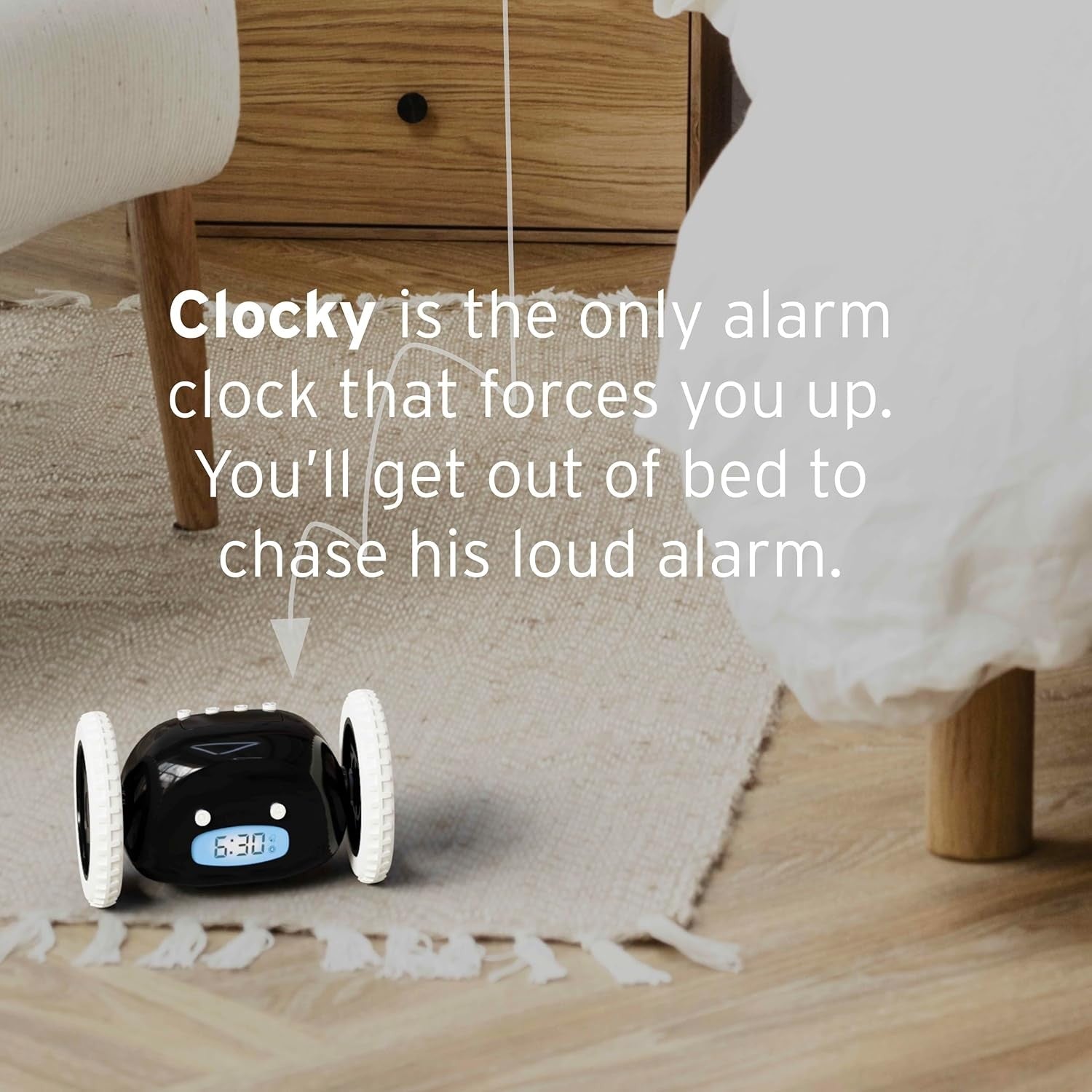 Runaway Alarm Clock on Wheels Extra Loud Heavy Sleeper Wake Up Clock