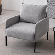 Modern Accent Armchair Grey Linen Lounge Chair Metal Legs Sofa