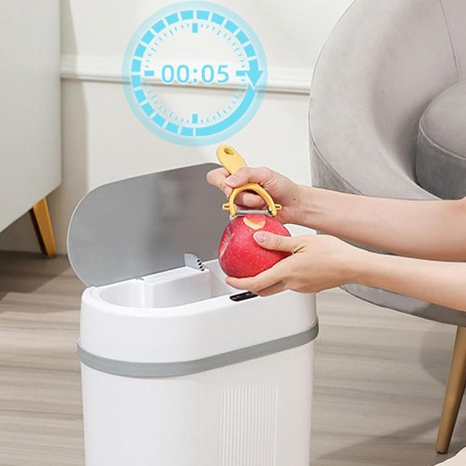 Large Motion Sensor Touchless Trash Can – Slim Space-Saving BinN/A