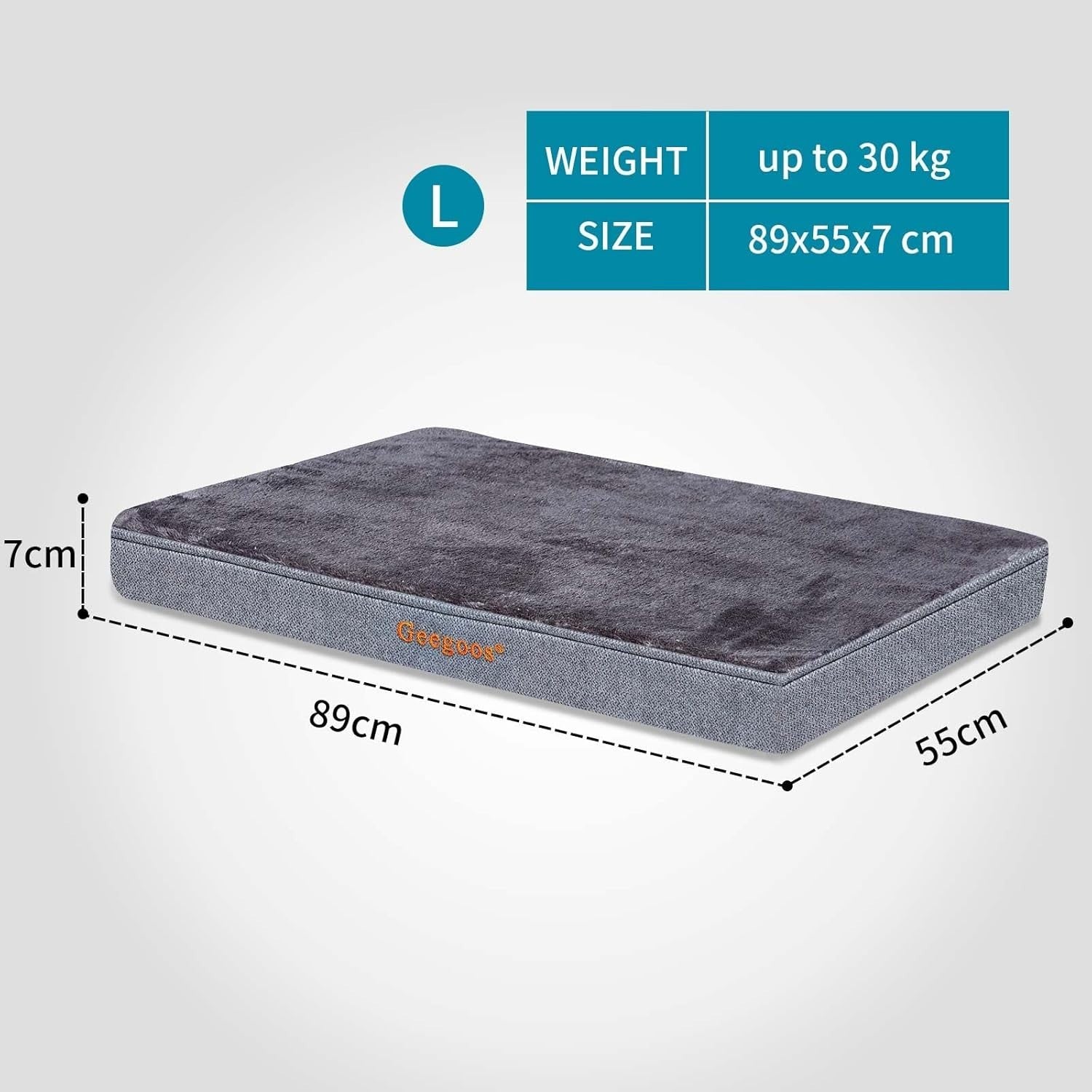 Large Orthopedic Dog Bed 89x55x7cm Memory Foam Washable