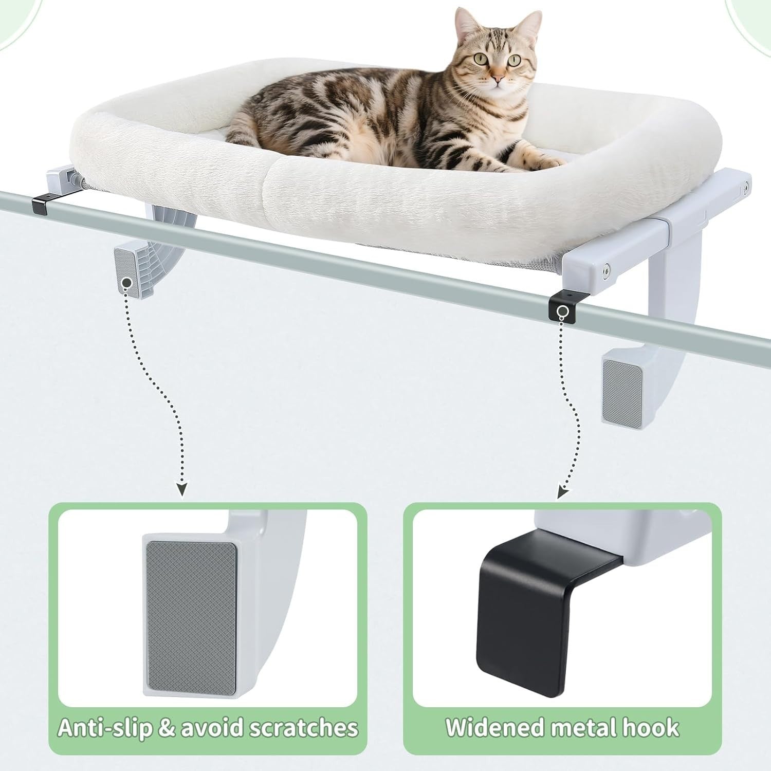 Adjustable Cat Radiator Window Hammock Bed No Drill 18kg White M