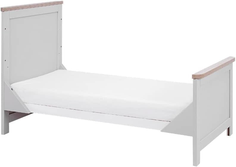 3in1 Baby Cot Bed Convertible Toddler Day Bed Adjustable Height Oak Grey 140x70