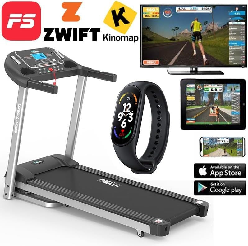 Folding Bluetooth Treadmill 14km/h 15-Level Incline 2.5HP App Sync Home Running