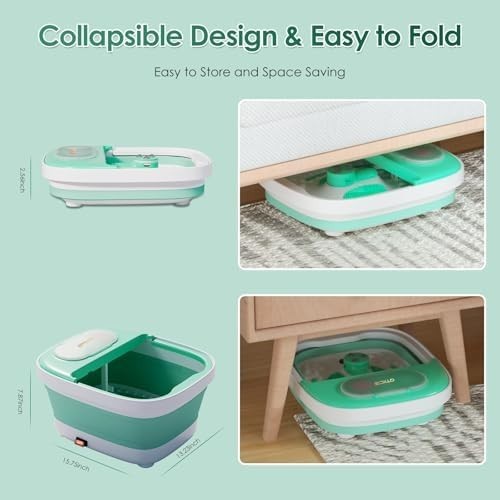 Collapsible Foot Spa with Heat, Bubble & Vibration Massage, Pedicure Kit