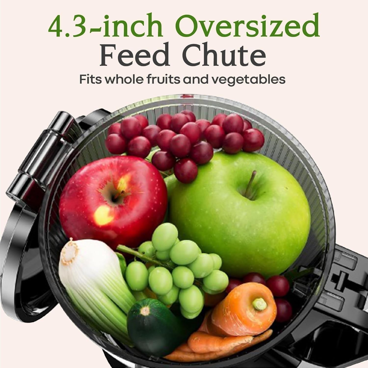 Cold Press Juicer 4.3in Wide Chute Whole Fruit 200W High Yield BPA Free Slow