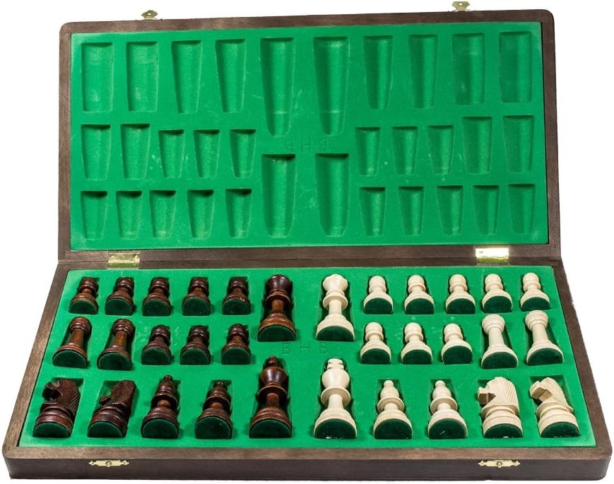 48cm Tournament Wooden Chess Set – Weighted Staunton No.5 Pieces & Folding