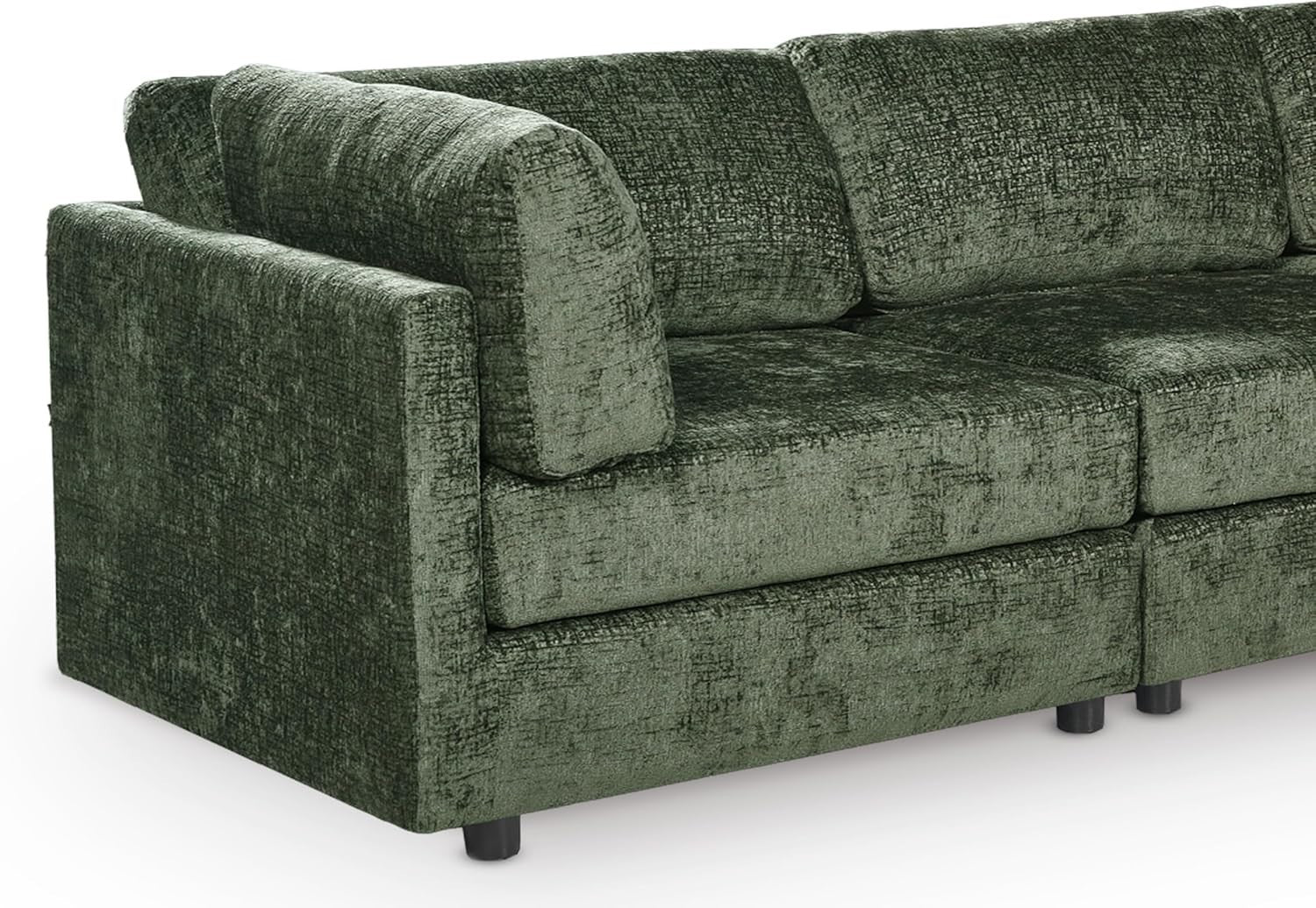 Large Green Chenille Modular Corner Sofa – 5 Seater L Shape 260cm x 260cm