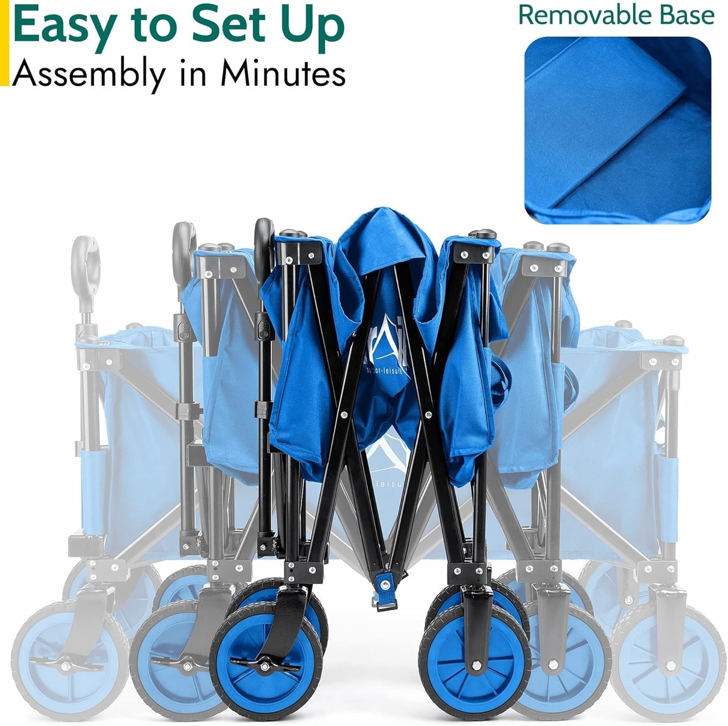 Heavy Duty Folding Camping Trolley 80kg Wagon Cart Big Wheels Adjustable Handle