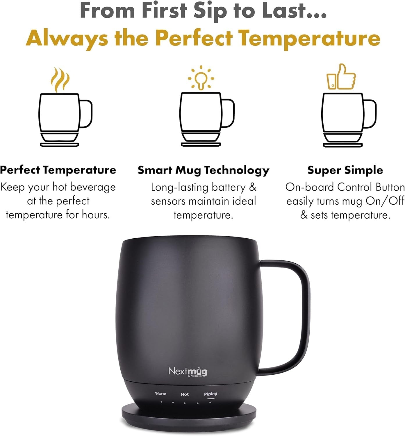 Self Heating Coffee Mug 415ml Temperature Control Charging Base