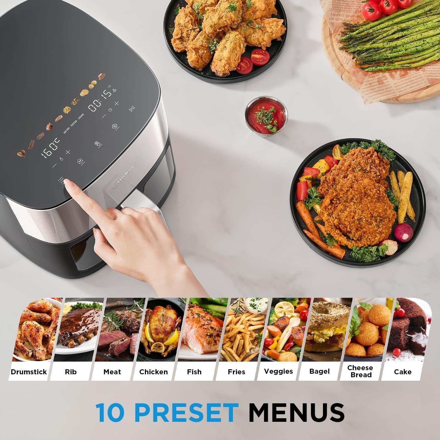 6.5L Digital Air Fryer with Dual Heating Tubes | Max Crisp | 10-in-1 Functions