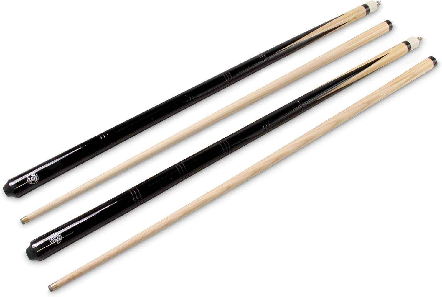 2x 57in Snooker Pool Cues 9.5mm Tip Centre Joint Maple Pub Set
