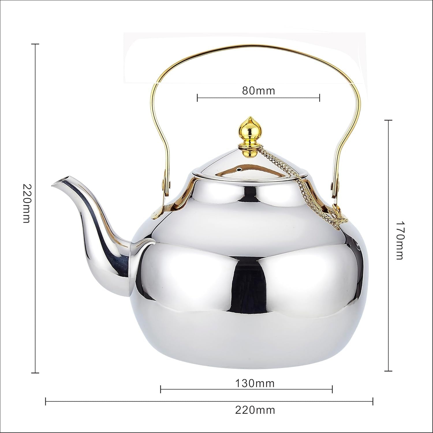 Stainless Steel Teapot 2L Tea Pot Infuser Induction Stovetop Large