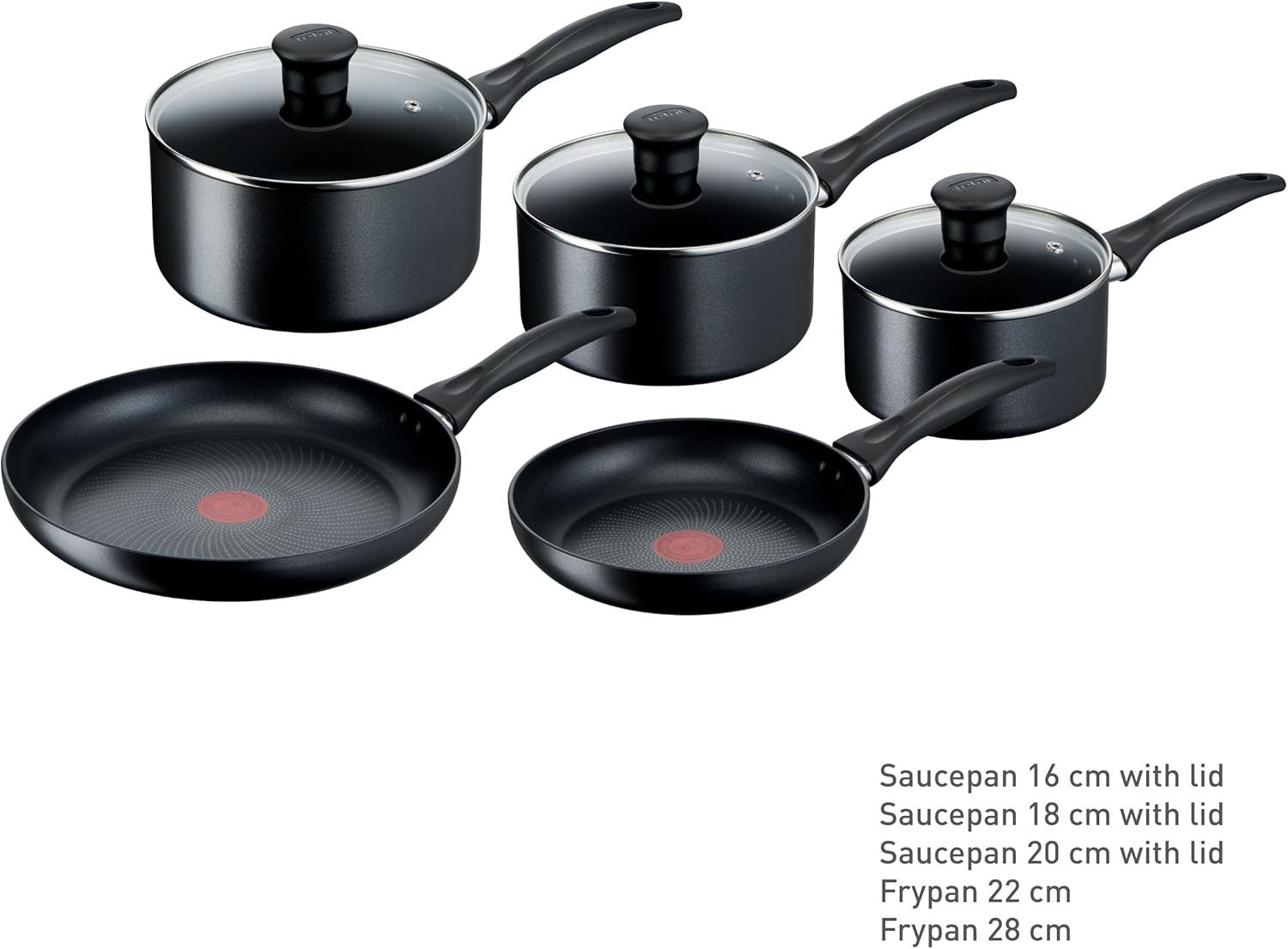 5pcs Titanium Non Stick Induction Cookware Set with Thermo Signal Glass Lids