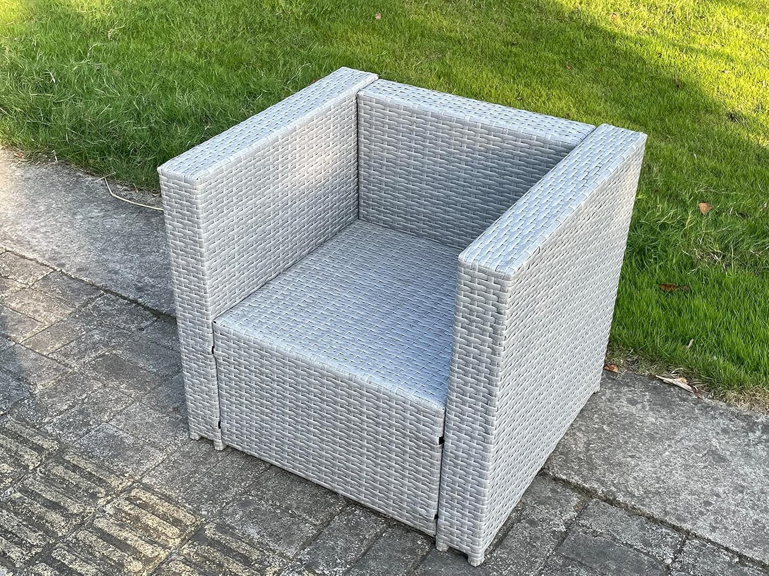 Rattan Garden Armchair with Cushions Patio Lounge Chair Indoor Outdoor