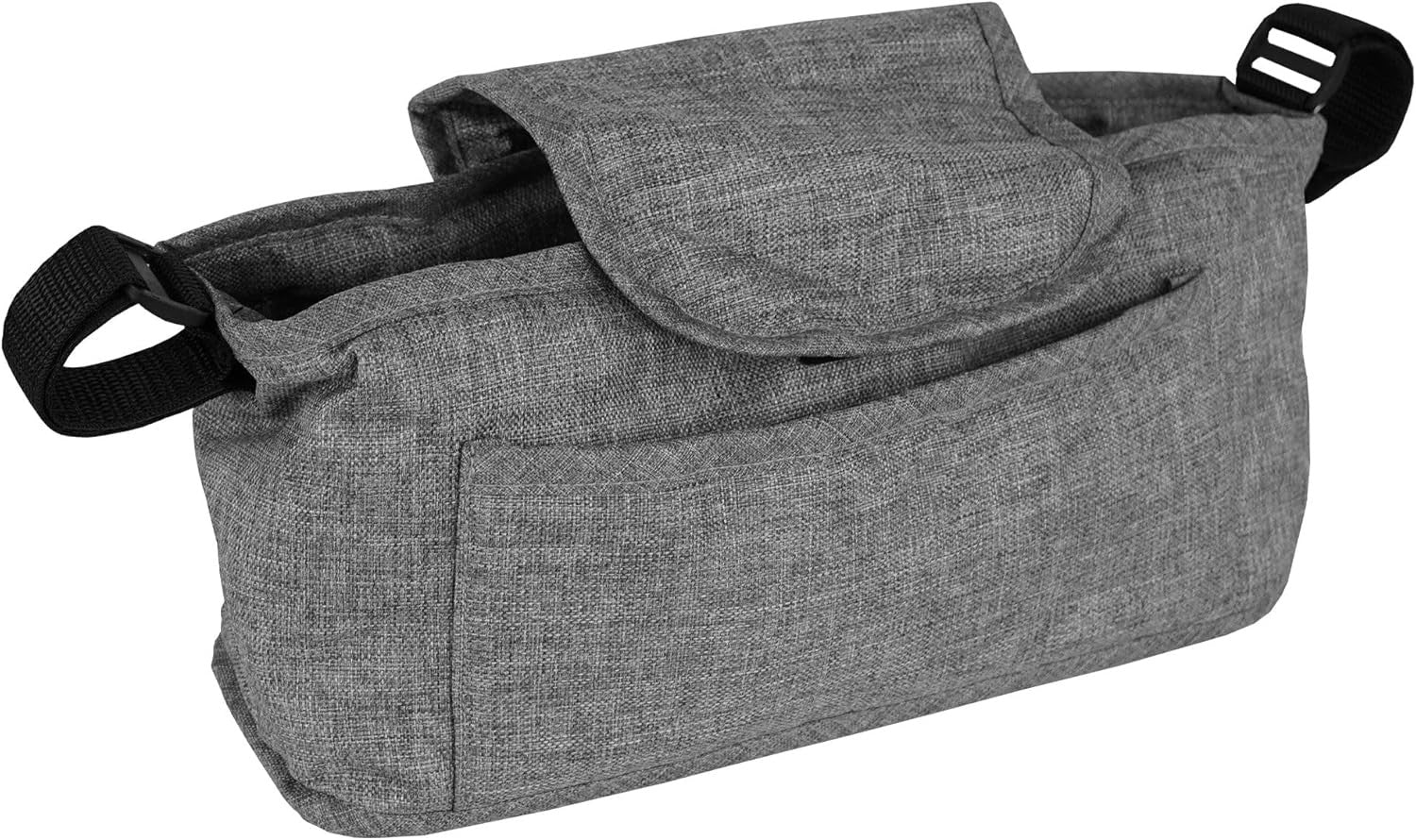 Woven Grey Pet Stroller Pushchair with Detachable Caddy Bag 15kg Foldable