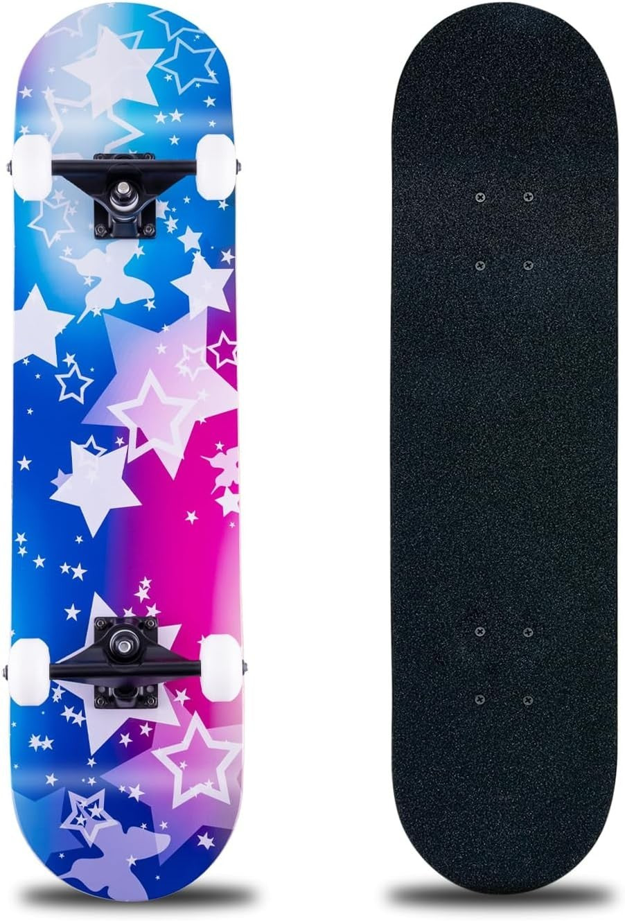 31x8 Complete Maple Skateboard Double Kick Dream Cruiser Kids Teens Adult