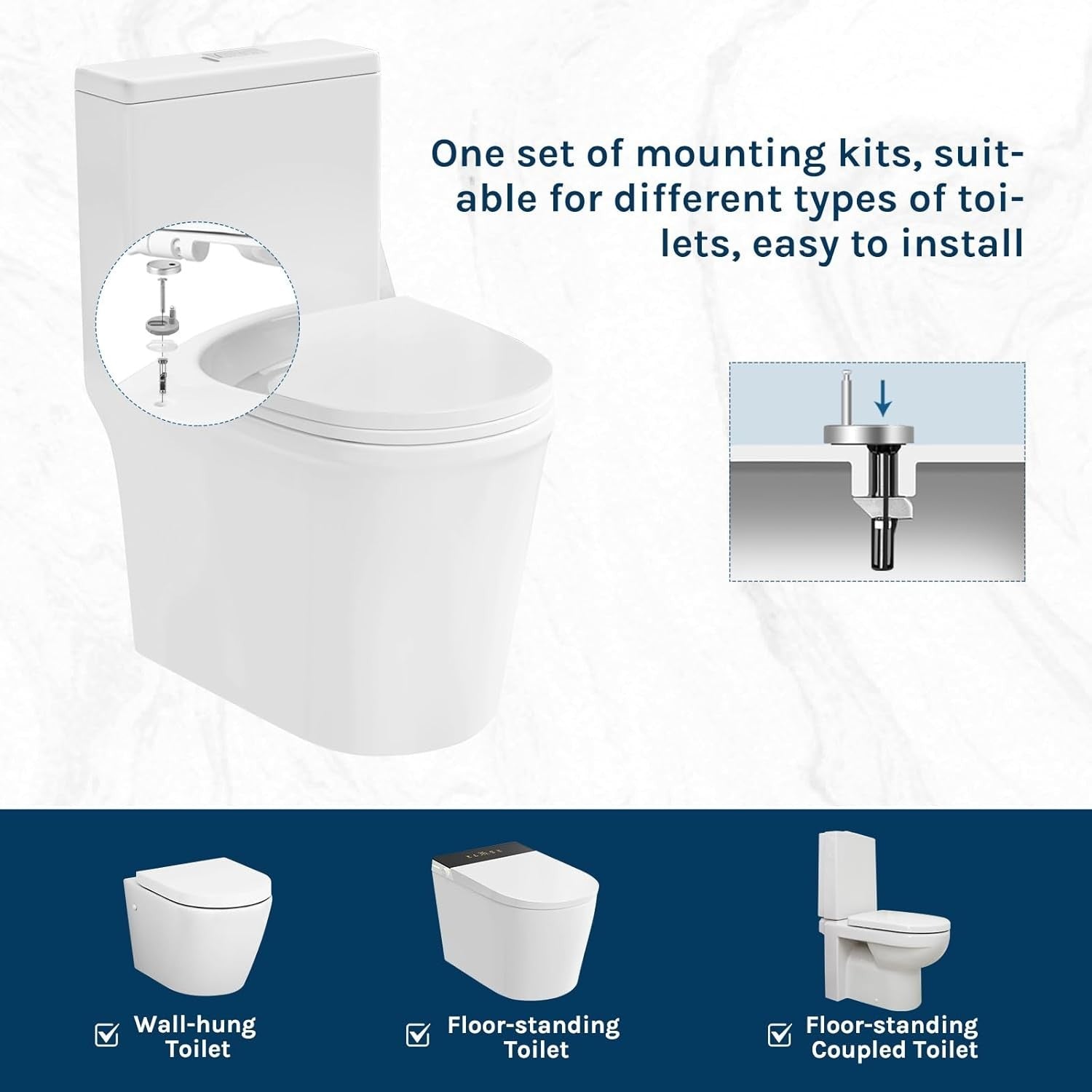 D-Shape Toilet Seat White Soft Close Quick Release Adjustable Hinge Top Fix