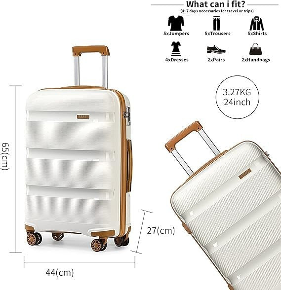 Lightweight 24 Inch PP Hard Suitcase 4 Wheel Spinner TSA Lock