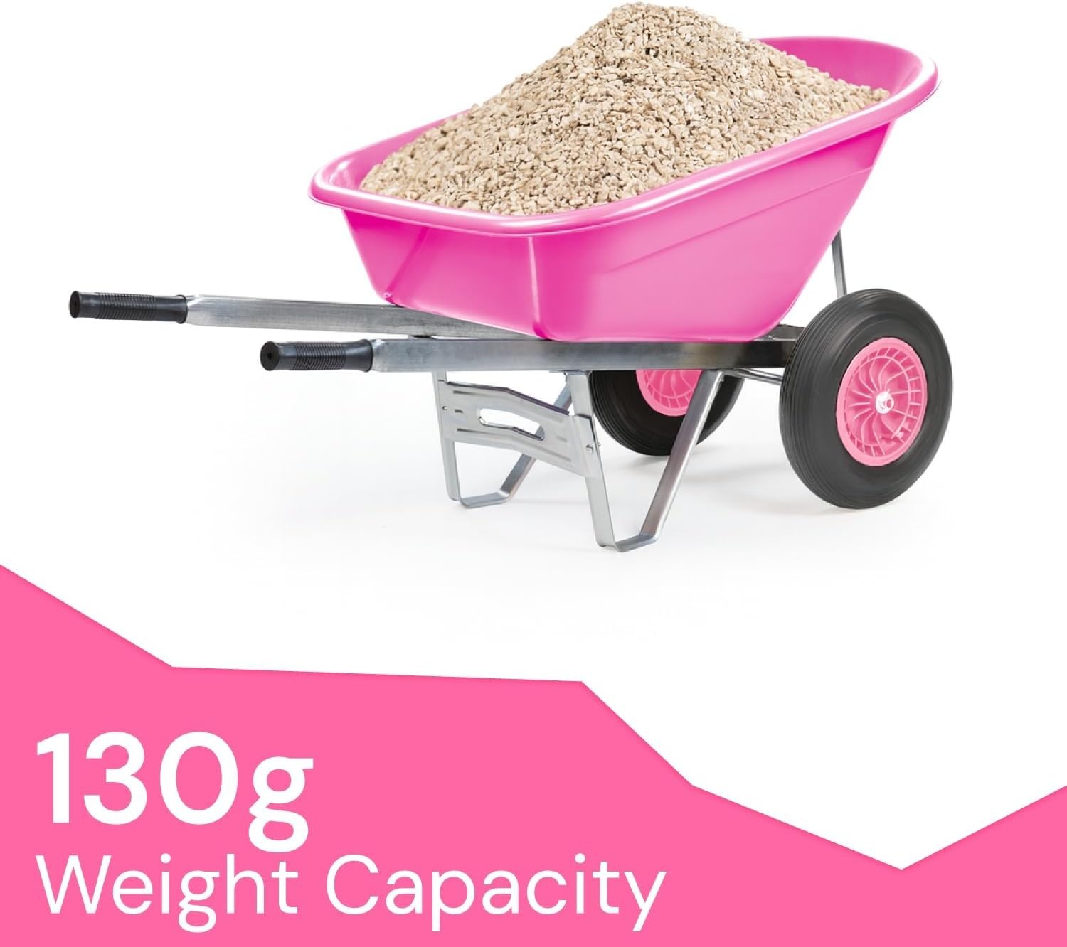 160L 2-Wheel Garden Wheelbarrow – Pink – Flat-Free Tyres Heavy Duty 130kg