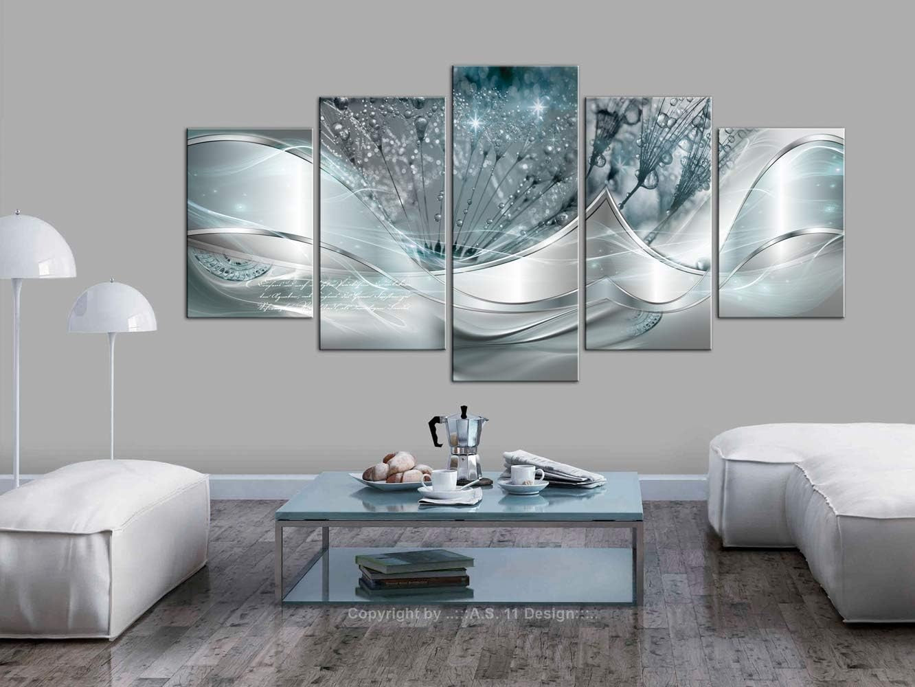 5-Piece Acrylic Glass Wall Art Modern Abstract Flower Home Decor