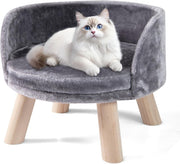 Elevated Pet Sofa Bed Dog Cat Couch w Removable Cushion Wood Legs