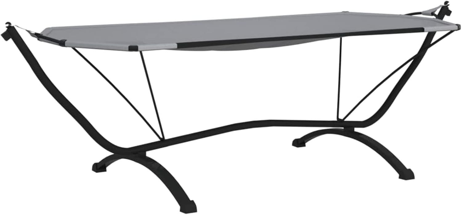 Grey Outdoor Canopy Lounge Bed Chaise Sunbed | Steel Frame, Oxford Fabric
