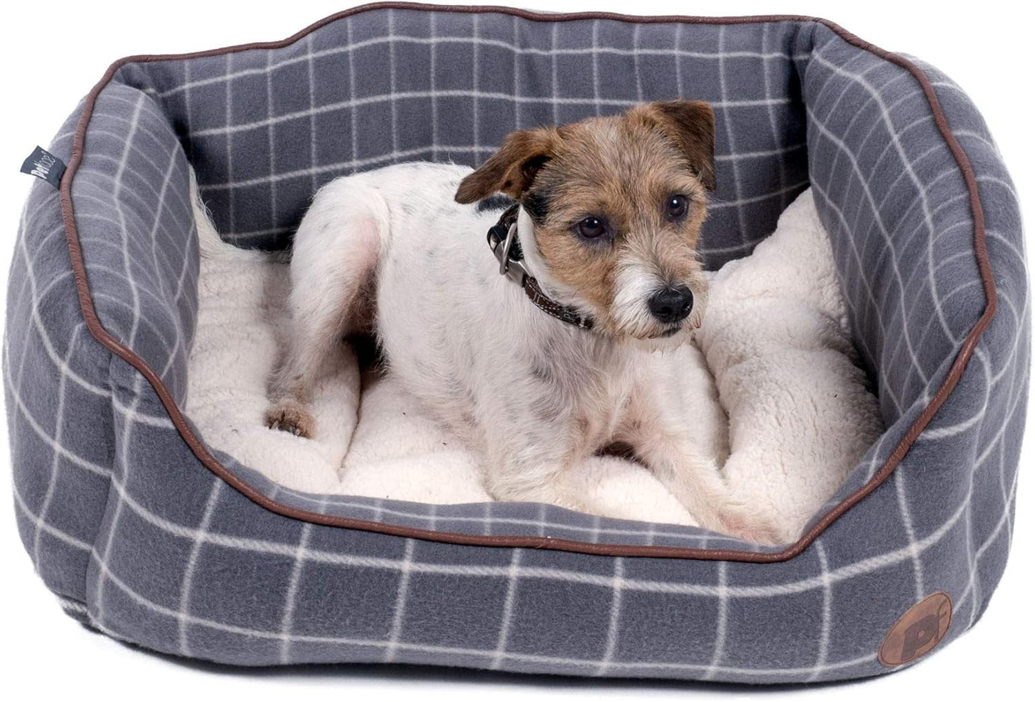 Large Square Dog Bed Washable Reversible Cushion Grey