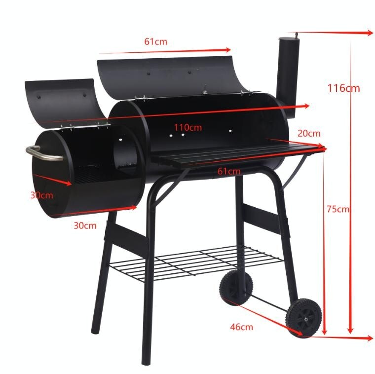Alabama Alf’s Charcoal BBQ Smoker Grill – Barrel Style Trolley BBQ Outdoor