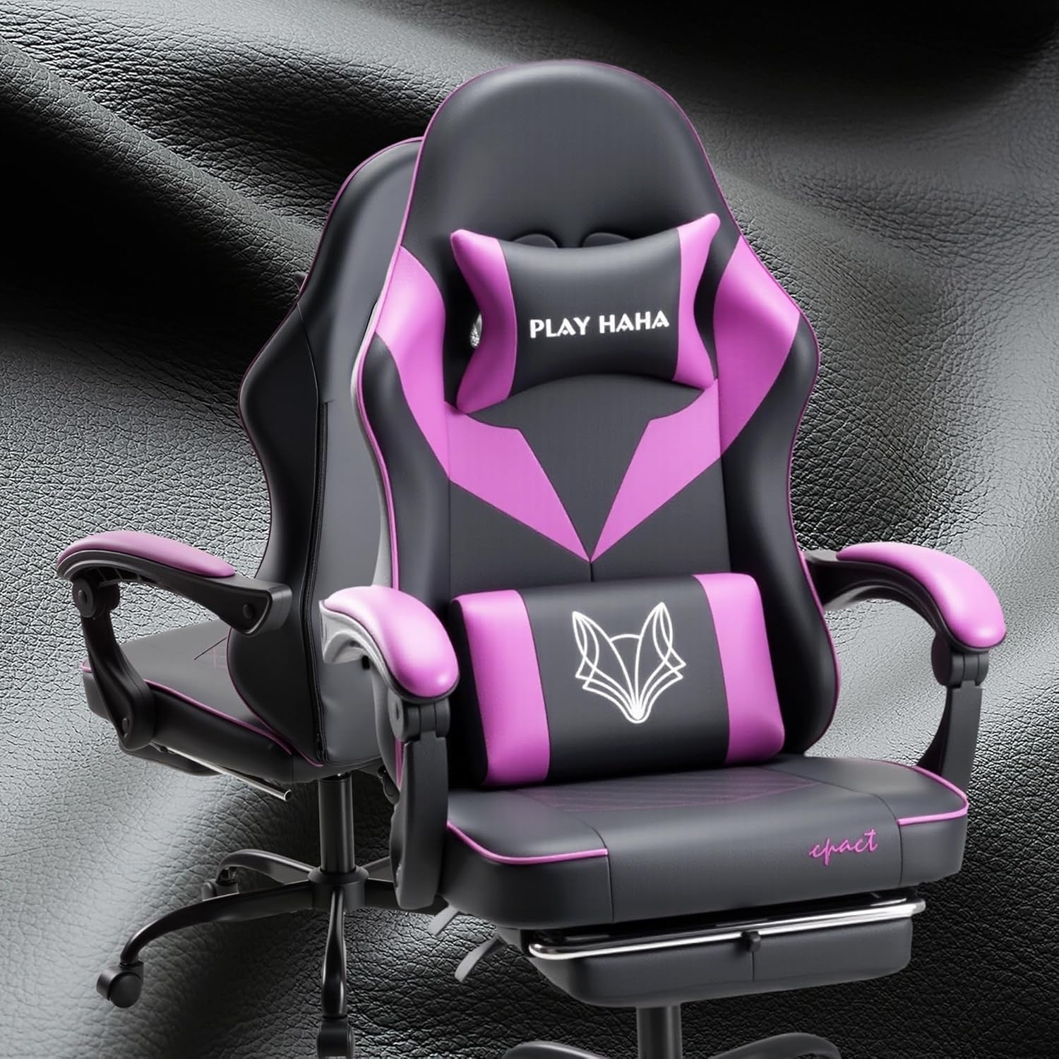 Ergonomic Gaming Chair Reclining PU Leather 150kg Purple